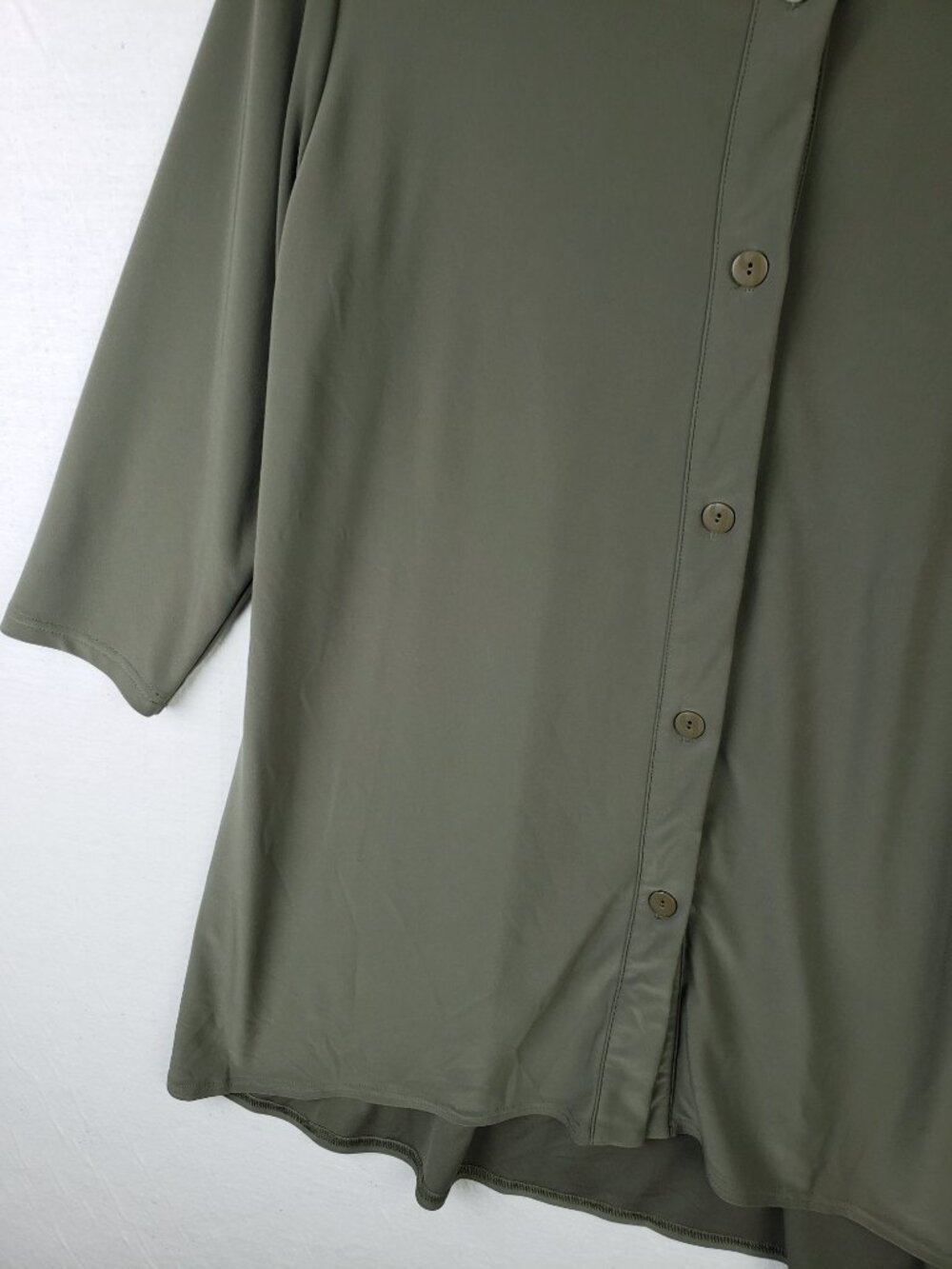 Sympli Canada Tunic Top Shirt Slinky Stretchy Green size 10 Lagenlook Minimalist - Picture 10 of 11